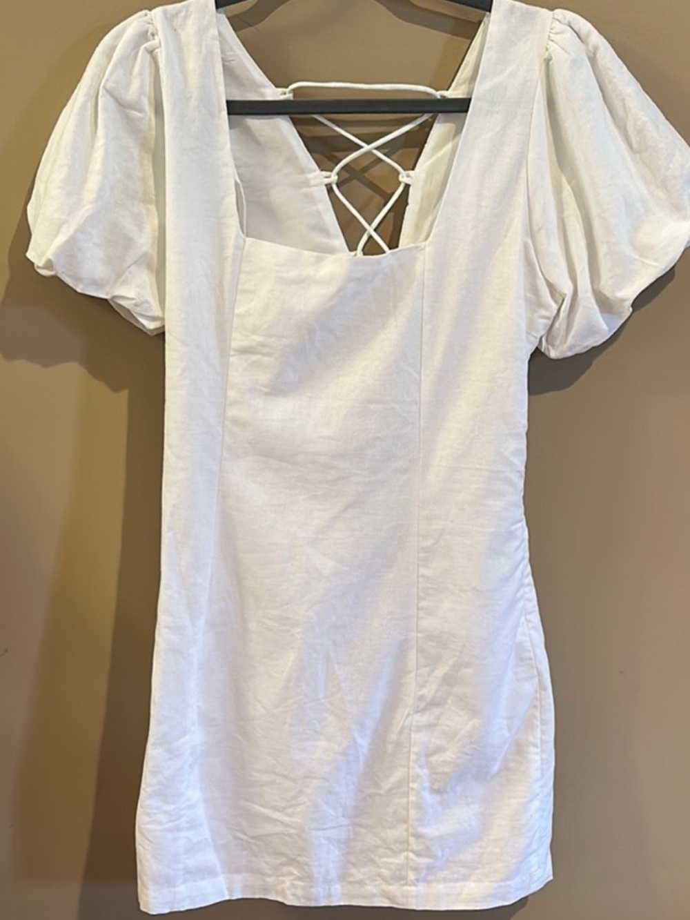 Altard state white puff sleeve mini dress